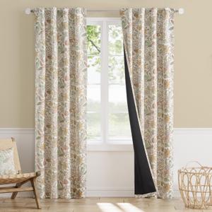 Vangao Yellow Nursery Curtains for Girls Room Easter Floral 100% Blackout Curtains 84 Inch Length Farmhouse Drapes for Bedroom Room Darkening Flower Patterned Window Treatment for Kids Set of 2