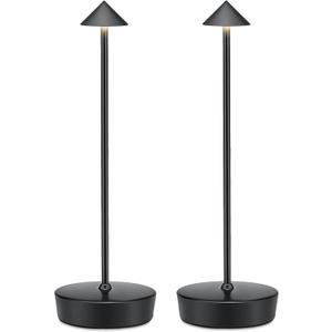 Cordless Table Desk Lamp 20Pack, 7000mAh Waterproof Outdoor Table Lights for Patio Dinning Camping Office Home, USB-A Output, Brightness Remember, Dimmable 3 Light Color,Black