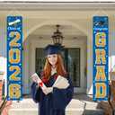 KMUYSL Graduation Decorations Class of 2026, Blue & Gold Congrats Grad Banner Hanging Flags Porch Sign, 2026 Graduation Decorations Party Supplies for Any School Indoor/Outdoor Decor