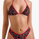 SUUKSESS Women Sexy Thong String 2 Piece Bikini Set Cheeky Halter Swimsuit L