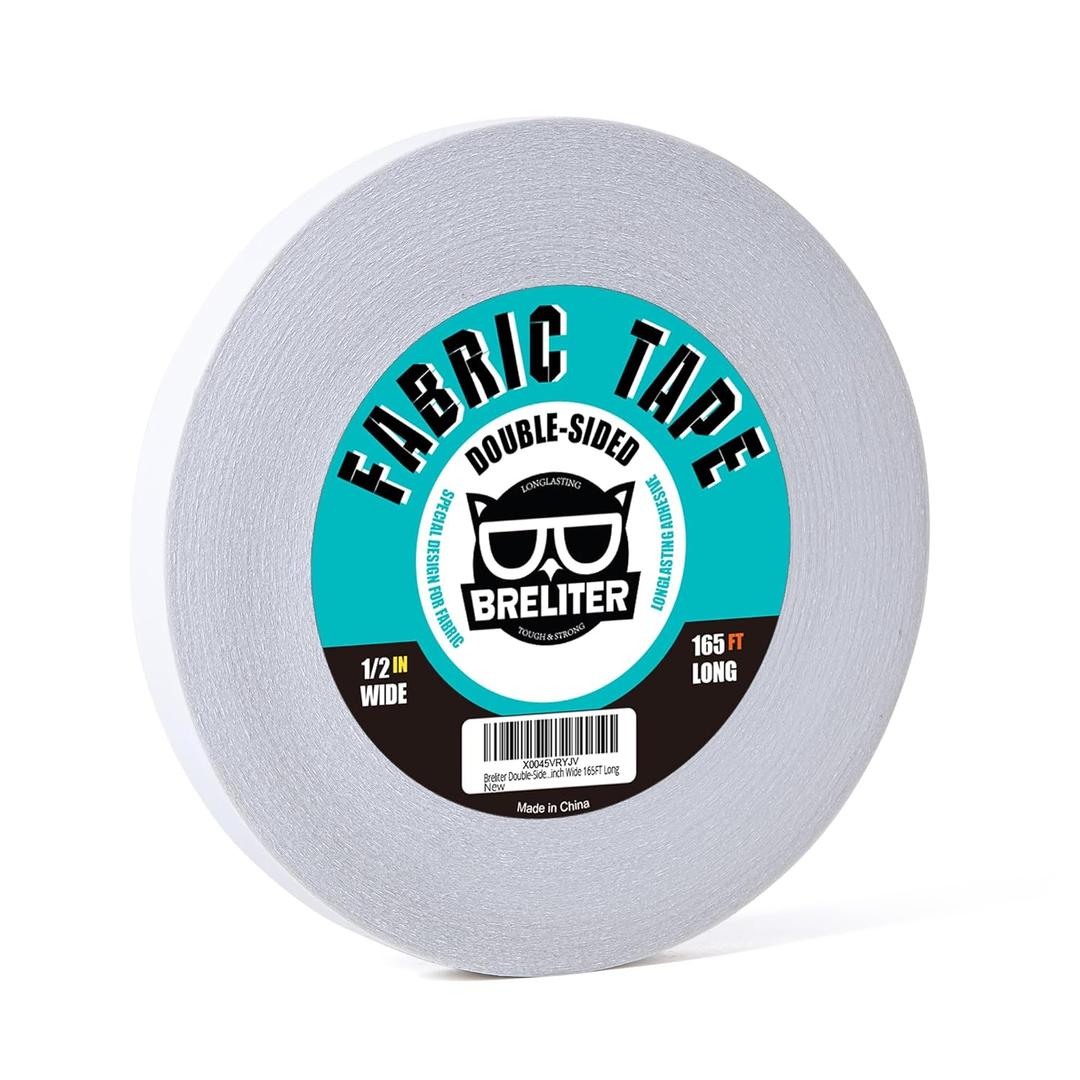 Double-Sided Sticky Fabric Tape - Adhesive Cloth Tape Press-on Tape, No Sewing or Ironing, Gluing, Alterations and Hemming Tape - 1/2inch Wide 165FT Long