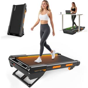 Walking Pad Treadmill with Auto Incline, Vitalwalk Wide Full Deck, 400lbs/350lbs Capacity, Portable Under Desk Treadmills for Home Office, 3.0HP Brushless, Vertical Space-Saving, Ambient Light