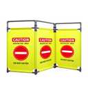 3 Panels Safety Barricade 5.8FT Foldable Security Sign Barrier Gate with Heavy Duty PVC Frame High Visibility Caution Symbol Crowd Control Restricted Area Pedestrian Barricade DO NOT Enter Yellow