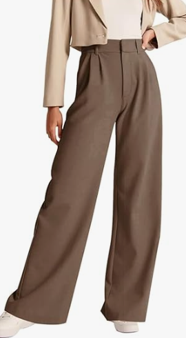 NIMIN Women Wide Leg Pants High Waisted 2025 Dressy Office Work Trousers Business Casual Pants with Pockets Chocolate Brown (Brown, M)