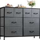 WLIVE Dresser for Bedroom with 8 Drawers, Wide Fabric Dresser for Storage and Organization, Chest of Drawers, Dressers for Living Room, Closet, Hallway, Dark Grey, 11.8"D x 39.4"W x 30.4"H