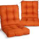 EAGLE PEAK Tufted Outdoor/Indoor Seat/Back Chair Cushions, Set of 2, 42'' x 21'', Burnt Orange