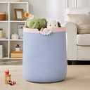 90L Large Blue Woven Rope Laundry Hamper Basket for Clohtes Boho Tall Rope Baskets for Blanket Baby Nursery Hamper for Girls Kids 17"Wide 22"Tall
