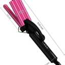 Farery Mini 3 Barrel Hair Waver - Portable Beach Wave Curling Iron for Short Hair, 1/2 Inch Ceramic Crimper with 3 Temp Settings & 30s Fast Heating, Dual Voltage Travel Hair Waver for Women, Pouch Bag