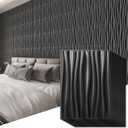 Art3d 24-Pack 3D Wall Panels for Interior Home Dcor, PVC Wavy Textured Accent Wall Paneling for Living Room Bedroom TV Backdrop Office, 15.7 x 11.8 Inch - Black