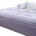 Niagara Mattress Topper Twin XL Extra Long Quilted Back Pain Relief Plush Down Alternative Pillow Top Fitted Skirt Protector Cooling Mattress Pad Deep Pocket Fits 20 Inches Soft White (39x80 Inches)