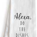 MAINEVENT Alexa Do The Dishes 18x24 Inch White Cotton Kitchen Towel