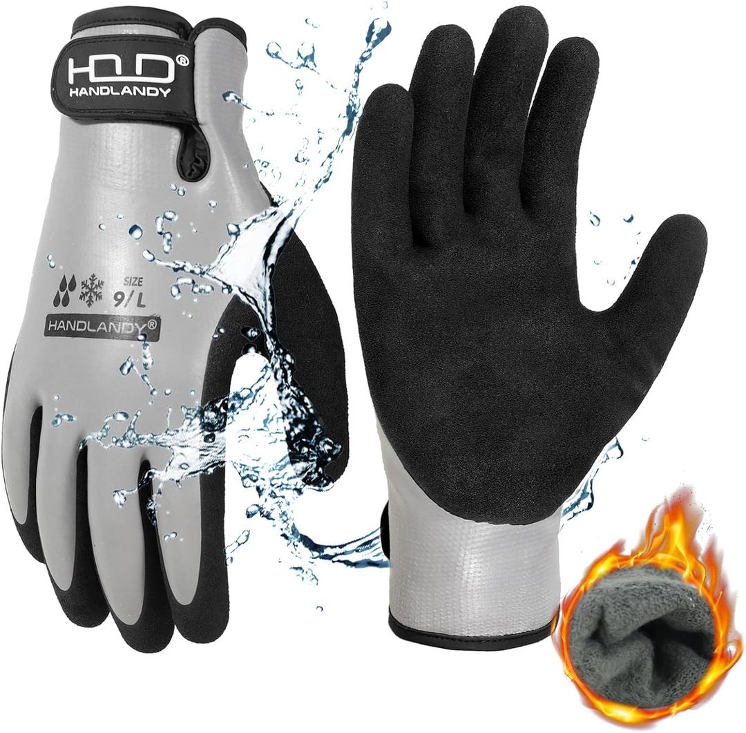 AIGEVTURE Waterproof Winter Work Gloves Men Women,Cold Weather Insulated Work Gloves Thermal Liner Superior Grip Latex Coating Warm for Outdoor, Small