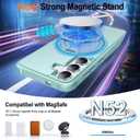 HuwaiH 360° Rotatable Magnetic Ring Stand for Samsung Galaxy S24 Plus/S25 Plus Case, Compatible with MagSafe, Military-Grade Shockproof, Anti-Scratch Matte Translucent Phone Case(Lake Blue)
