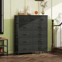 WLIVE Tall Dresser for Bedroom, Fabric Dressers Storage Tower, Dresser & Chest of Drawers Organizer Unit with 11 Drawers, Storage Cabinet, Hallway, Closets, Steel Frame, Wood Top, Charcoal Black