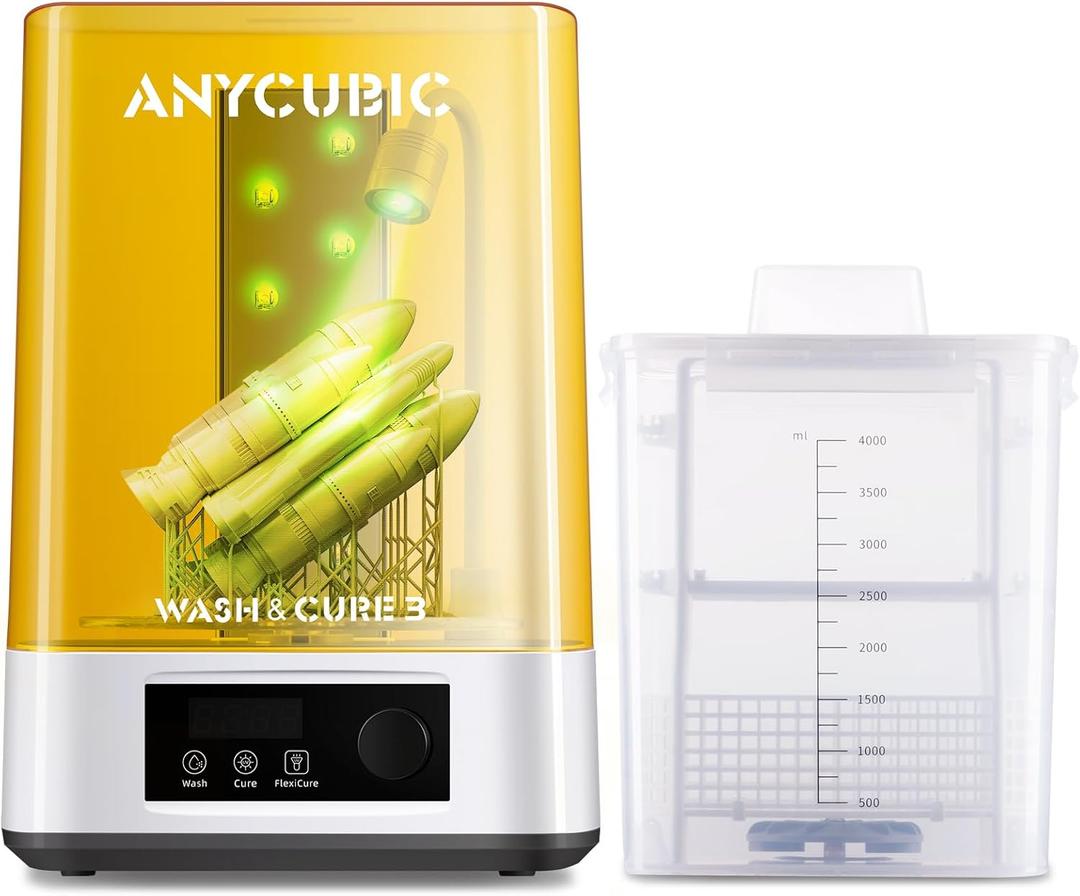 ANYCUBIC Wash and Cure 3, Upgraded Volume 2 in 1 Wash and Cure Station, with Gooseneck Lights, for Mars Anycubic Photon Mono 4 2 Resin 3D Printer, Washing Size of 165 x 100 x180 mm