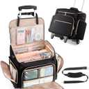 Marscamd Rolling Teacher Bag with 15.6" Laptop Compartment, Wheeled Work Briefcase Tote with Detachable Trolley for Women, Black