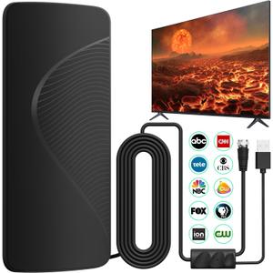 2026 Upgraded Indoor TV Antenna for Local Channels with Amplifier | 3000+ Miles Long-Range Reception Supports 4K 1080p Smart TV/Older TVs, 33ft Coaxial Cable