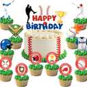 2 x 25 Pcs Baseball Cake Topper & Cupcake Toppers Baseball Birthday Decorations Sports Theme Party Decorations