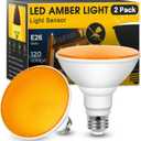 JandCase Bug Light Bulbs, Dusk to Dawn Bug Light Bulbs for Outside, 11W Yellow Bug Light Bulbs Outdoor, 100Watt Equivalent PAR30 Flood Light Bulbs for Porch Patio Courtyard, Non-Dimmable, 2 Pack