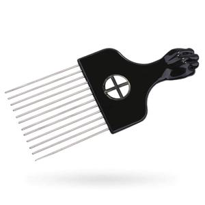 Hair Pick, Hair Comb, Metal Pick Comb, Detangle Wig Braid Hair Styling Comb, Black, 1 PACK
