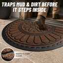 Mibao Half Round Door Mat, 47"x32", Coffee, Non-Slip Welcome Entrance, 2'8" x 3'11"