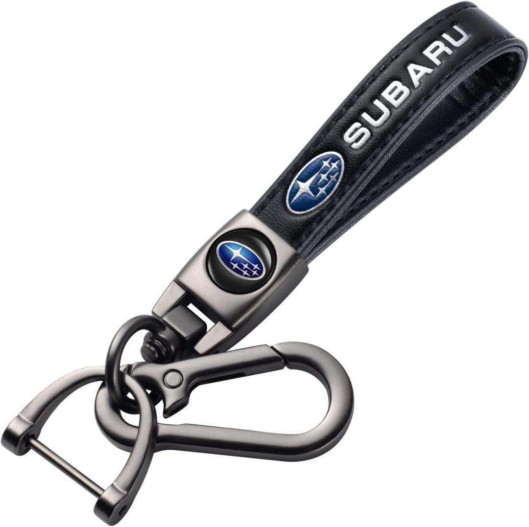 Genuine Leather Car Keychain Keyring Keychain Accessories Family Present(Black)