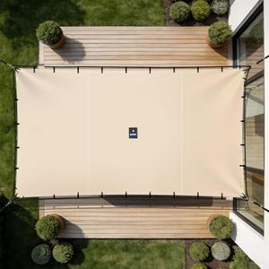 SIHAIAN Sun Shade Sail 10'x13' Waterproof Rectangle Double-Rope Shade Sail 500D Heavy Duty UV Block Sunshade Canopy for Backyards, Patios, Gardens, Outdoor Activities and Facility Beige