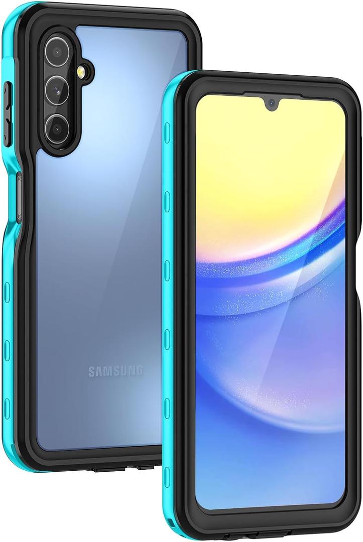 Lanhiem for Samsung Galaxy A15 5G Phone Case, IP68 Waterproof Dustproof Cover with Screen Protector, Heavy Duty Full Body Protective Case for Samsung Galaxy A15 5G, Blue/Clear