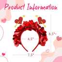 Valentines Day Headband for Kids Hearts Red Headbands for Girls Pink Glitter Cupid Costume for Women Valentine Decoration(Small)