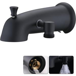 All Metal Tub Spout with Diverter for Hand Held Shower, Fits for Threaded 1/2" or 3/4" IPS, Bathtub Faucet with Shower Diverter Universal Tub Diverter Spout, Matte Black