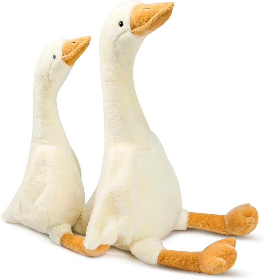 2 Pack Goose Stuffed Animal - 19.7" Stuffed Duck & 15.7" Cute Duck Plush Toy, Goose Plush Toy Soft Swan Hugging Pillow, Goose Toys Gift for Kids Boys Girls Party Favors Gifts
