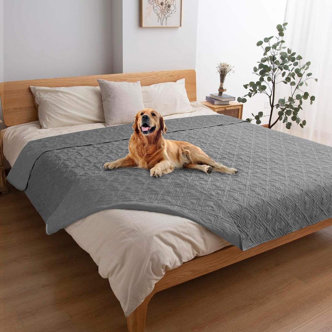 fuguitex Waterproof Dog Bed Cover Dog Blanket for Pet Furniture Bed Couch Sofa Reversible Linen Texture 40"x50"