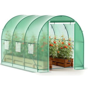 Greenhouse, 10’x7’x7’ Walk-in Greenhouse Heavy Duty Tunnel Green House with 6 Ventilated Mesh Windows & Zippered Roll-up Door, Large Plant Garden Hot House Outdoor with Reinforced Frame