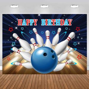 InMemory Bowling Happy Birthday Backdrop Let's Strike Up Bowling Sport Game Fun Events Decorations Banner Children Kids Adults Birthday Party Background Video Photo Studio Props 7x5ft