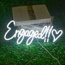 NOSUN Engaged Neon Sign White Neon Signs for Wall Decor with Dimmable Wedding Bridal Shower Neon Light Up Signs Led Sign for Shop Birthday Wedding Engagement Decor LED Neon Sign LED Light Sign