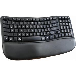 Nulea RT08 Wave Keys Wireless Ergonomic Keyboard with Cushioned Palm Rest, 2.4GHz Ergo Cordless USB Computer Keyboard, Comfortable Natural Typing, for Laptop, Mac, Windows Black