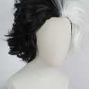 Linfairy Half White and Half Black 2 Tone Wig Halloween Costume Cosplay Wig for Women