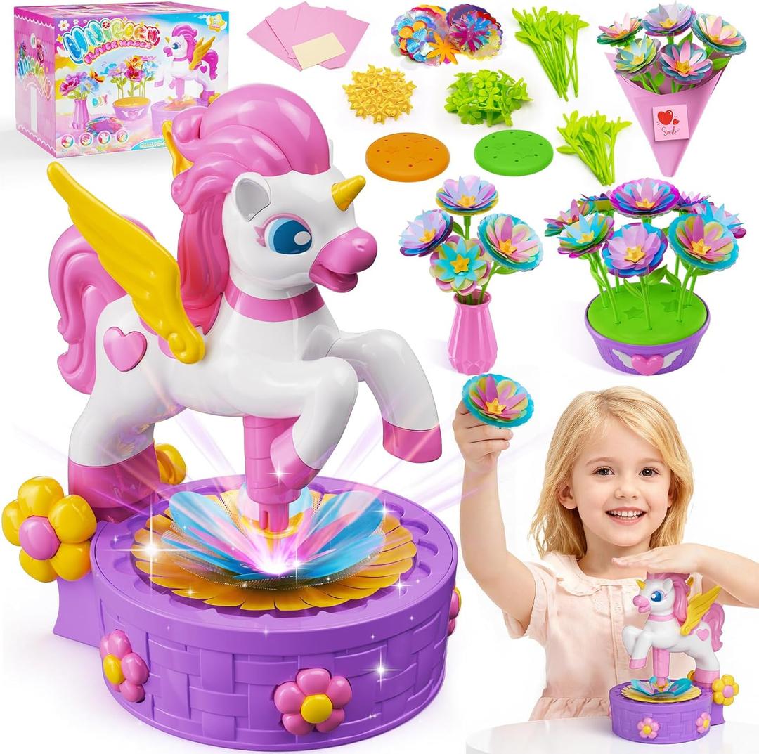 Zmpolir Craft Kits, Push-to-Create Bouquet Maker, Unicorn Toys for Girl Age 3-12, Fabric Bouquet Toys, Kids DIY Arts and Crafts Kit, Creative Birthday Gifts for 3 4 5 6 7 8 9 10 11 12 Year Old Girls