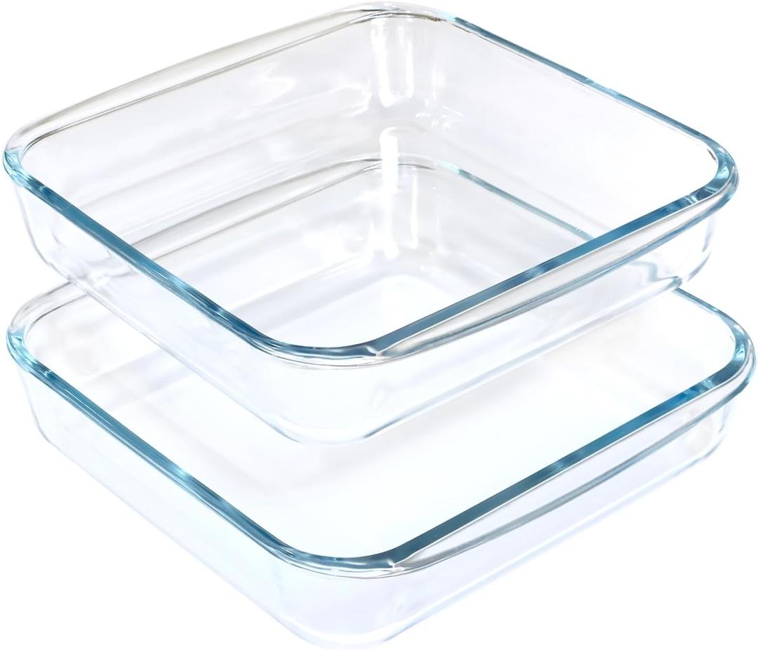 1.6-Qt Basics Square Tempered Glass Baking Dishes, Set of 2