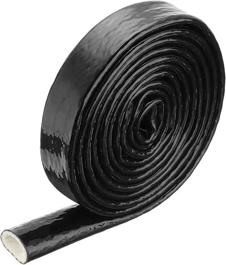 MECCANIXITY 3/4" ID 10ft Heat Shielded Fire Sleeve Silicone Coated Fiberglass Tape, for Automotive Hose Lines Wires Electrical Wiring, Black