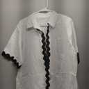 Fixmatti Women Two Piece Summer Sets Short Sleeve Button Down Shirts Short Sets (Large, White Black)