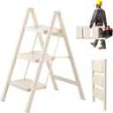 3 Step Ladder, Step Stool for Adults, Protable Carbon Steel Folding Stool with Wide Anti-Slip Wide Pedals, 330lbs Sturdy Steel Ladder for Household and Kitchen