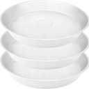 3 Pack of 26 inch Plant Saucer, 4.2" Depth Tray, Large Deep Garden Plastic Flower Planter Plant Trays for Indoors Outdoor Bath Bath (26", Creamy White)