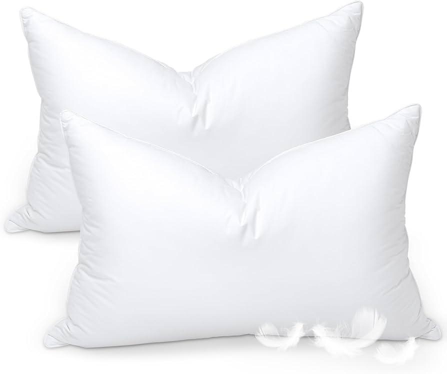 Zibroges Goose Feather Bed Pillow Queen Size Set of 2