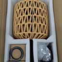 N02 Rustic Rattan Table Lamp with Handmade Woven Shade Dimmable Vintage Bedside Lamp Touch Control Boho Farmhouse Nightstand Lamp with USB Port for Bedroom Living Room Home(Bulb Included)