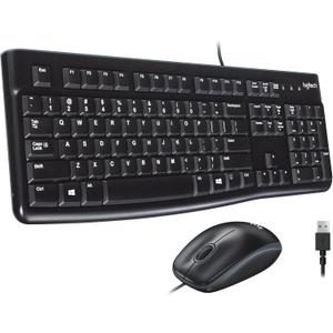Logitech MK120 Wired Keyboard and Mouse Combo for Windows, Optical Wired Mouse, Full-Size Keyboard, USB Plug-and-Play, Compatible with PC, Laptop - Black