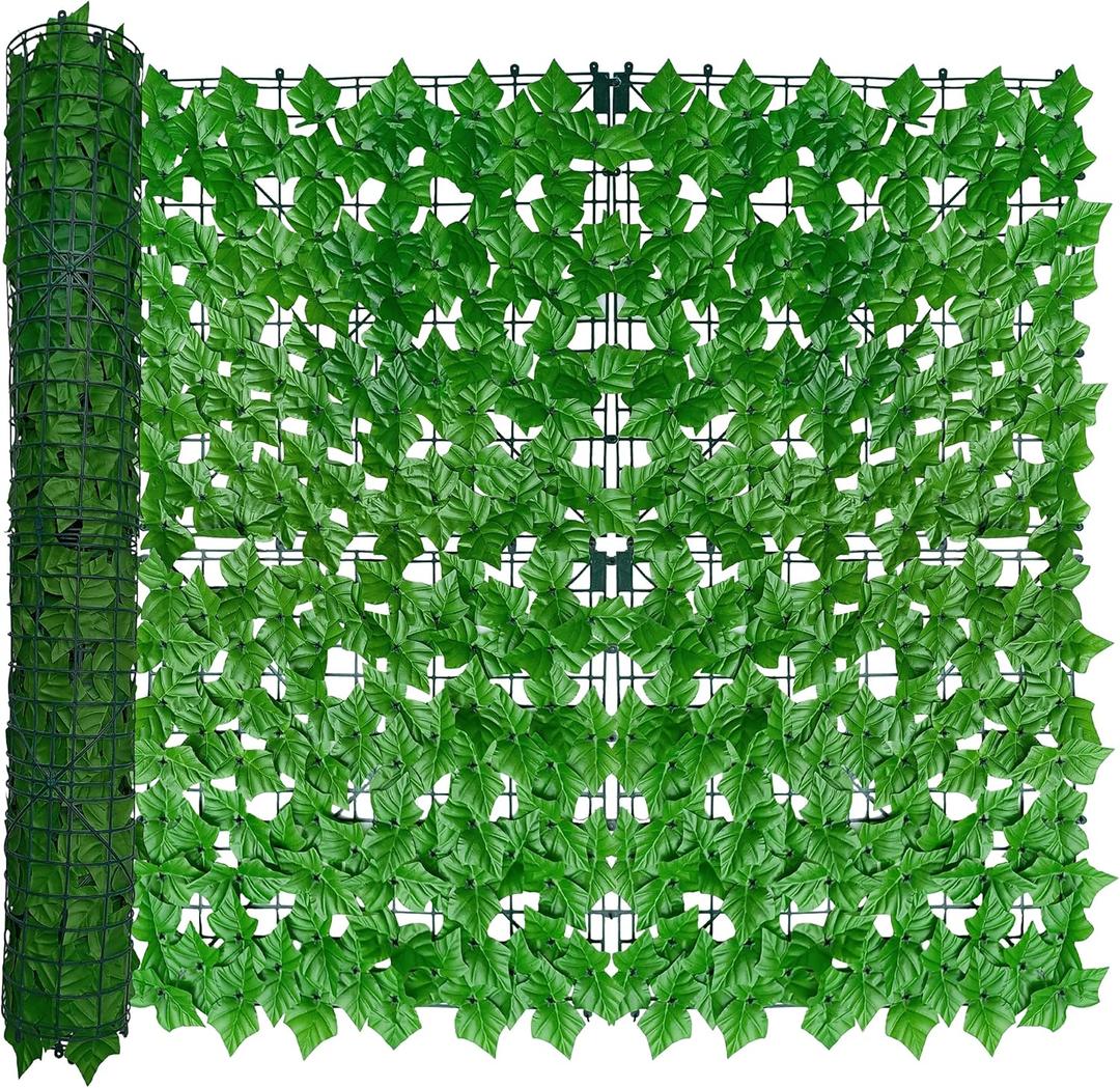 Artificial Ivy Privacy Fence Wall Screen,40X120 in UV-Anti Faux Greenery Backdrop Ivy Vine Leaf Hedges Fence Panels for Patio, Balcony, Garden, Backyard Indoor Outdoor Light Green Wall Decor