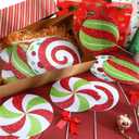 12 Pcs Christmas Tree Peppermint Picks Indoor Large, 8 in Large Double Sided Lollipop Candy Cane Xmas Tree Topper, Red and Green Glittering Candy Pick, Home Office Holiday Party Vase Decor