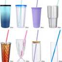 24 PCS, Reusable Straws with 4 Brushes, 10.5" Long Tritan Hard Plastic Straws, 12 Colors Translucent Replacement Drinking for 16OZ-32 OZ Tumblers, Cups, Jars, Stanley, YETI, Starbucks, BPA Free
