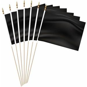 LUSEOAN 58 Pack Black Mini Wood Stick Sublimation Flag Set,5x8 Inch Solid Color Blank Hand Held Small Miniature Plain Flags for DIY Graffiti,School,Kids Birthday,Grand Opening Decorations